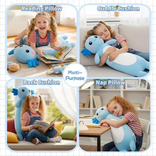 Miniatura 3 de Kekeso - Peluche largo de Axolotl, almohada de felpa de salamandra, peluche suave de Axolotl para niños y niñas, regalos para Navidad