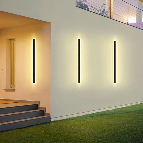 Miniatura 4 de Moderno aplique de pared para exteriores, acrílico blanco esmerilado, 23.6 pulgadas