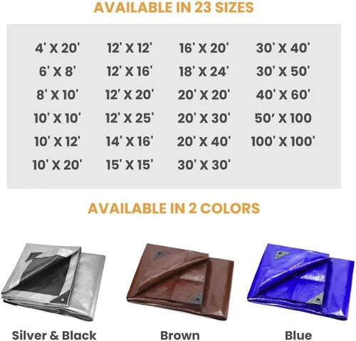 Miniatura 6 de WHITEDUCK Lona de polietileno súper resistente de 16 mil de grosor, 12 x 16 pies, impermeable, 100% resistente a los rayos UV, a prueba de Azul- 16