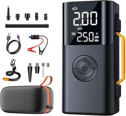 Arrancador de batería de coche de 10000 A (para todo gas o hasta 12L Diesel) Potente arrancador de coche con carga rápida USB dual y salida de CC,