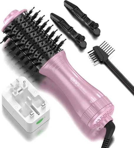 Miniatura 9 de DAN (100 V-240 V) Cepillo secador de pelo automático de doble voltaje, cepillo secador de pelo de viaje con adaptador de enchufe multifunción, mini