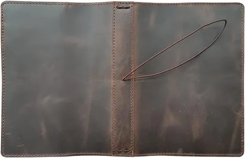 Miniatura 4 de Cubierta de cuaderno de viaje newestor con bolsillos interiores, ranuras para tarjetas y soporte para bolígrafo, tamaño A5, marrón oscuro