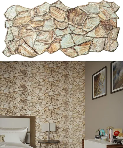 Miniatura 12 de Dundee Deco Paneles de pared 3D - Paneles de pared de PVC de piedra sintética blanca y gris para decoración de pared interior, sala de estar, Gris