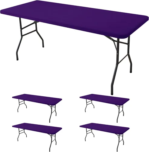 Miniatura 25 de Mantel de elastano para mesas rectangulares de 6 pies, paquete de 4 unidades, color azul aguamarina, para picnic al aire libre, manteles elásticos