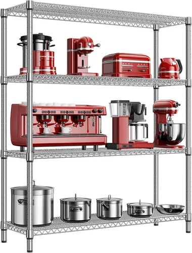 Miniatura 52 de M MZG Estantería de almacenamiento de 5 estantes, estantería de alambre de metal resistente, estantería de almacenamiento ajustable para garaje