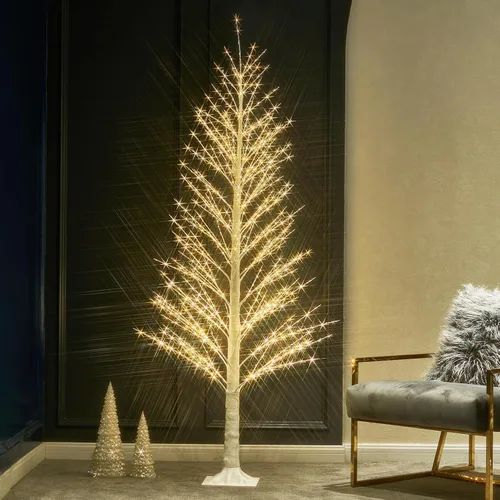 Miniatura 4 de BAOLITVINE Árbol de Navidad alpino de 6 pies, 810 luces LED blancas cálidas, árbol blanco artificial con luces para el hogar, festival de Navidad