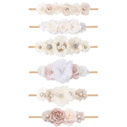 Miniatura 17 de Diademas de niña de nylon con flores elásticas, 3 piezas, accesorios para el pelo, regalo para recién nacidos, bebés y niños pequeños (TU-HDJ-3PCS)