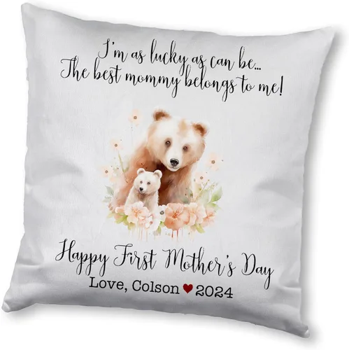 Miniatura 17 de Mother's Day Bear, First Mother's Day Custom Pillowcase, Personalized Mother's Day Pillowcase, Gift for Mom, Home Decor