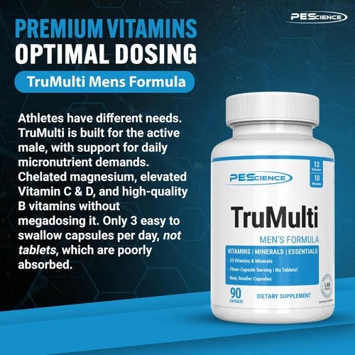 Miniatura 2 de PEScience TruMulti Men's, Multivitamínico con vitamina C, D, zinc de primera calidad para apoyo inmunológico y estrés, 90 cápsulas