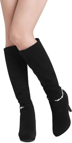 Miniatura 5 de DREAM PAIRS Botas de tacón alto con plataforma, a la rodilla, para mujer