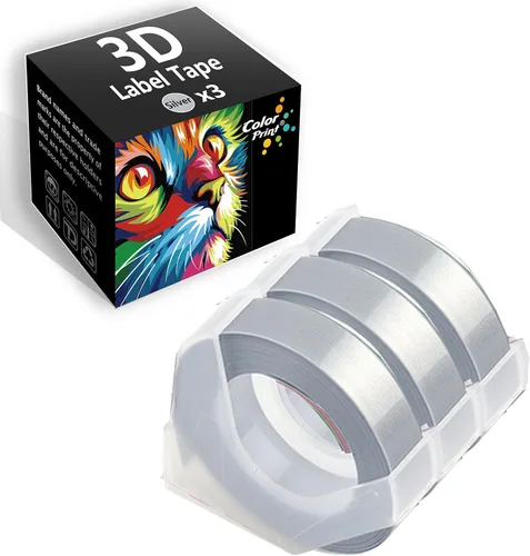 Cinta de etiquetas de repuesto compatible con Colorprint para impresora de etiquetas de plástico Dymo 3D para organizador Xpress Pro, Motex, Omega