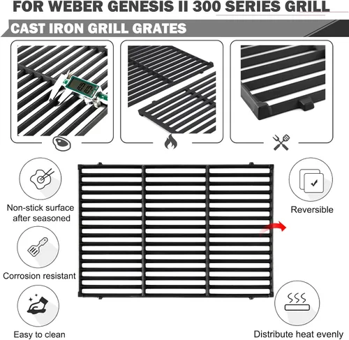 Miniatura 4 de 66095 66802 Piezas de repuesto de rejillas para Weber Genesis II E-310 II E-315 II E-335 II GS4 II E-330 LX E-340 Piezas de parrilla Weber Genesis