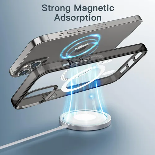 Miniatura 3 de JETech Funda magnética para iPhone 12 Pro Max de 6.7 pulgadas, compatible con carga inalámbrica MagSafe, a prueba de golpes, parte trasera