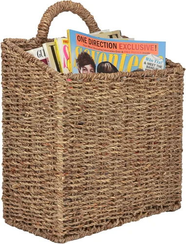 MyGift Cesta de almacenamiento colgante de pared, cestas decorativas grandes, cesta organizadora de revistas y correo de 12.5 pulgadas