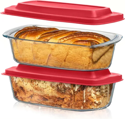 Miniatura 19 de Razab LARGE 7.6 Cups/1800 ML/1.9 Qt Glass Loaf Pan with Lids - Meatloaf Pan BPA free Airtight Lids Grip Handle Easy Carry, Microwave and Oven Safe