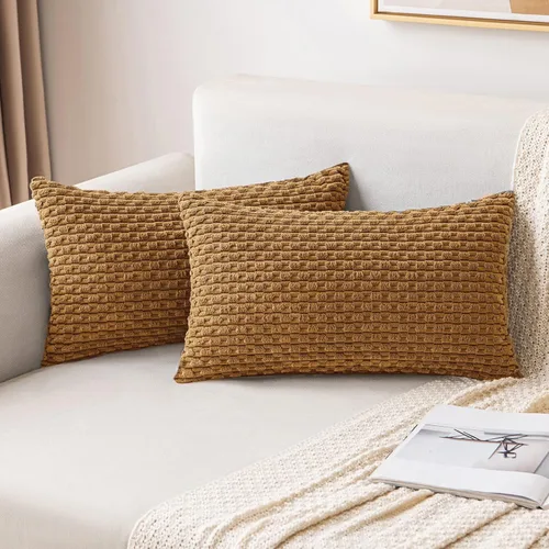 Miniatura 41 de MIULEE - Paquete de 2 fundas de cojín decorativas, modernas y boho, de terciopelo, con textura a rayas, para sofá, cama, sala de estar, decoración