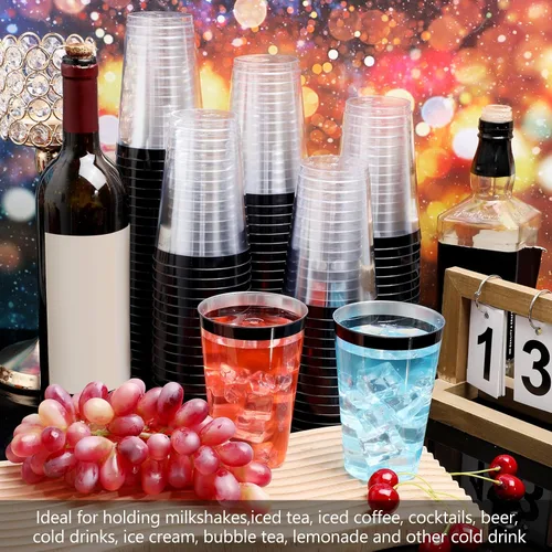 Miniatura 4 de Norme 50 vasos de plástico con borde de 14 onzas, vasos transparentes desechables con borde, soporte para bebidas de vacaciones 2026, recipiente