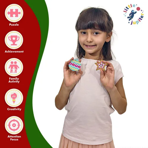 Miniatura 6 de Little Jupiter Adornos de Navidad DIY de Imán y Arte de Diamantes para Niños - Hace 8 piezas - Manualidades para Niños - Kits de Arte de Diamantes