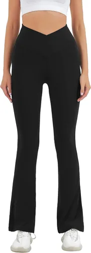 Miniatura 6 de HEGALY Pantalones de yoga acampanados para mujer, leggings cruzados, suaves, de cintura alta, pantalones casuales de entrenamiento con corte de bota