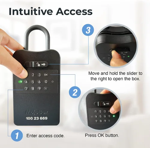 Miniatura 4 de MojoBox, Caja de seguridad digital, caja de bloqueo con llave Bluetooth, la aplicación iOS/Android genera de forma remota códigos de acceso sin