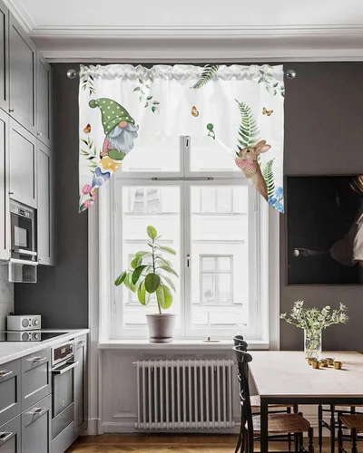 Miniatura 4 de Cortinas de cocina con cenefa de Pascua, cenefa con bolsillo para barra, paneles de cortina para dormitorio, sala de estar, baño, cafetería