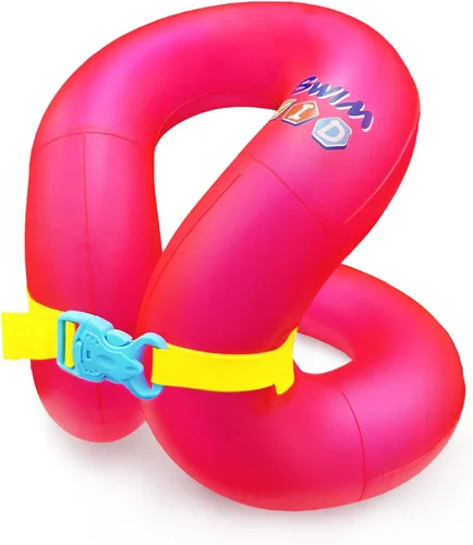 Miniatura 8 de Chaleco de natación para niños de 33 a 88 libras, flotadores inflables portátiles para piscina, anillo de natación con hebilla de seguridad Azul