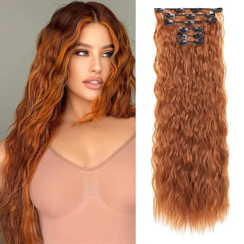 Miniatura 14 de LONAI - Extensiones de cabello con clip, 6 piezas, rizadas, de 24" de largo, sintéticas, para mujer, color rubio ceniza natural