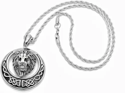 Miniatura 3 de Collar con colgante de cabeza de león de Judá de acero inoxidable con cadena, para hombre y mujer