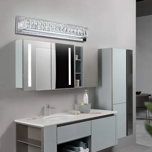 Miniatura 6 de Luces de tocador de cristal, accesorios de iluminación de tocador de baño sobre el espejo, lámparas LED modernas de pared hechas para acabado