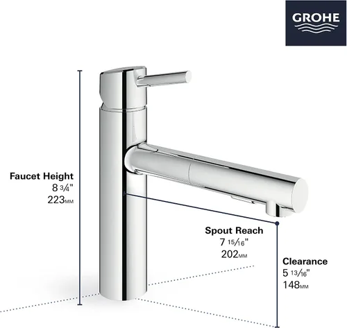 Miniatura 5 de GROHE 31453001 Concetto Grifo de cocina extraíble con pulverizador Cromo