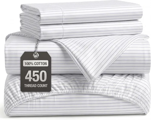 Miniatura 12 de LANE LINEN - Sábanas tamaño Split King para cama ajustable, 450 hilos, 100% algodón, 2 sábanas bajeras individuales XL, con bolsillo profundo