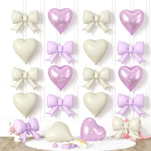 Miniatura 11 de 20 globos de lazo rosa, globos de corazón rosa bebé, globo en forma de corazón de 18 pulgadas, globo de lazo de 21 pulgadas para propuesta