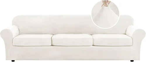 Miniatura 126 de H.VERSAILTEX - Funda elástica para sofá de 3 piezas, de suave terciopelo afelpado, para sofá biplaza con 2 cojines de hasta 72 pulgadas de ancho, se