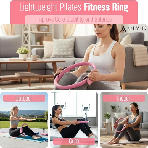 Miniatura 2 de AMAVIK Kit de pilates de entrenamiento en casa de 14 piezas con bandas de resistencia, entrenador de núcleo, calcetines de agarre y accesorios, un