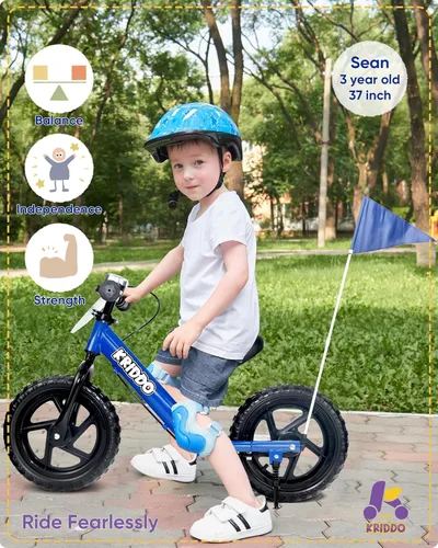 Miniatura 2 de KRIDDO Bicicleta de Equilibrio Pro para Niños Pequeños de 2+ Años con Freno de Mano y Pata de Cabra, Bicicleta de Empuje de 12 Pulgadas, Bicicleta