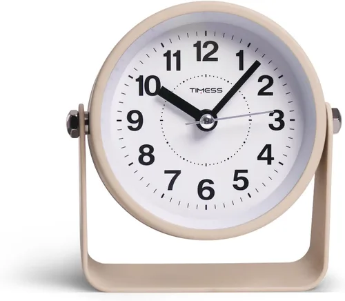 Miniatura 2 de Reloj de alarma analógico TIMESS, silencioso, de cuarzo sin tictac, funciona con pilas, con función de repetición y luz bajo demanda, fácil