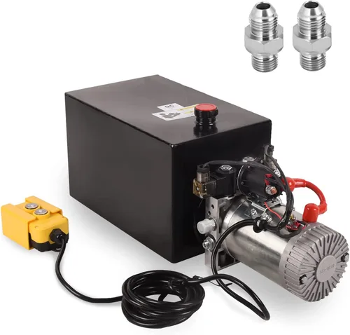 Miniatura 11 de Unidad de potencia hidráulica de 15 cuartos de galón, bomba de remolque de depósito de metal de efecto único de 12 V con control remoto