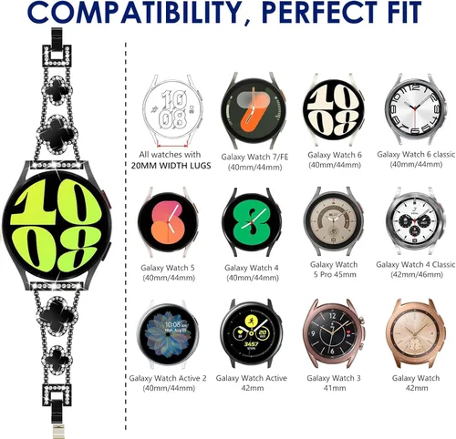 Miniatura 3 de WINGLE para Galaxy Watch 8/8 Classic Banda 40/44/46mm Galaxy Watch 7 6 5 4 FE Banda 40mm 44mm Samsung Watch 5 Pro Bandas 45mm, Bandas Brillantes