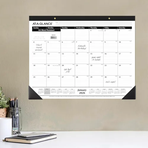 Miniatura 5 de AT-A-GLANCE Calendario de escritorio 2026, almohadilla de escritorio, mensual, 21-3/4" x 17", grande, bloques con rayas, paquete de 3 (AZSK240026)
