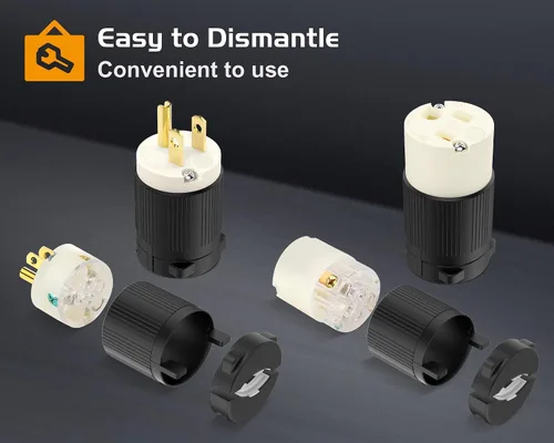 Miniatura 5 de Cable de extensión NEMA 5-15P con certificación UL para reparación de extremos de repuesto macho de 15 amperios, 110, 120, 125 voltios, 3 puntas, 2