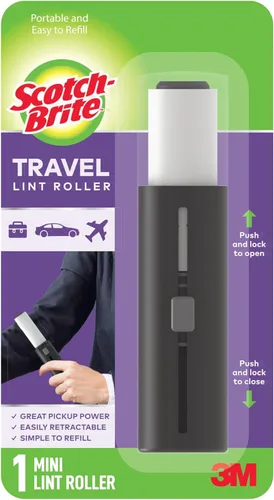 Miniatura 7 de Scotch-Brite - Rodillos quitapelusas retráctiles 3 en 1, quitamanchas portátiles de tamaño para viajes para pelo de mascotas en ropa, muebles