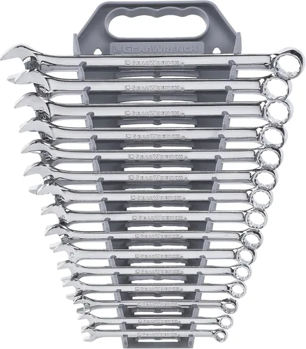Miniatura 2 de GEARWRENCH 81902 Juego de llaves combinadas de 15 piezas de 12 puntos, patrón largo, métrico