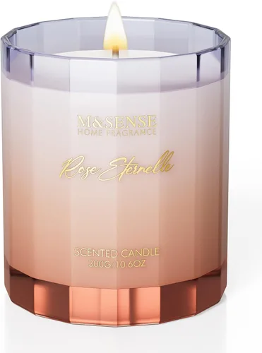 M&SENSE Velas perfumadas de rosa para el hogar - 10.6 oz 60 horas de combustión, cera de soja natural con aroma floral para novia, vela de Rosa