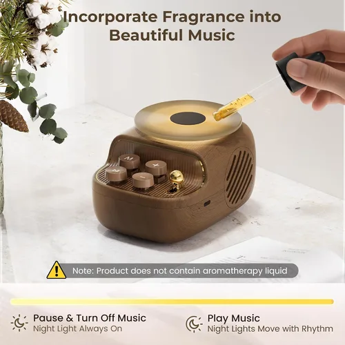 Miniatura 2 de Altavoces Bluetooth inalámbricos, 3 en 1 portátiles lindos altavoces con bandeja aromática, aspecto vintage de tocadiscos, luces ambientales
