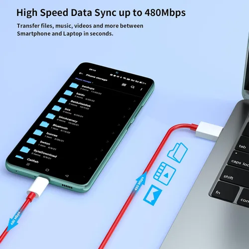 Miniatura 5 de COOYA Cable de carga USB C de 80 W para carga súper vooc para OnePlus 15 13 12, 10A USB A a USB C cable de carga para OnePlus 7 Pro 8 7T, tipo C