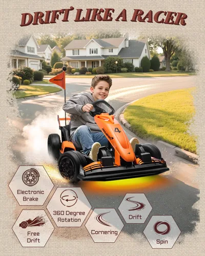 Miniatura 3 de Go Kart Eléctrico con Licencia McLaren para Niños, Batería de 36V 9AH, Kart de Deriva con Asiento Ajustable, Vehículo Montable Crazy Cart para Niños