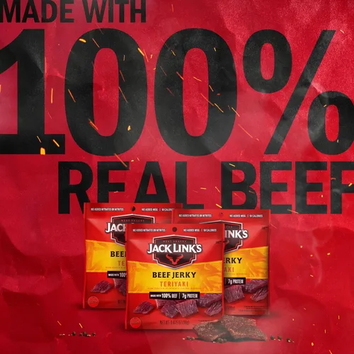 Miniatura 3 de Jack Link's Carne Seca de Res, Teriyaki, Bolsa Grande de Cecina de Media Libra - Aperitivo de Carne Sabroso, Aperitivos de Proteína Listos