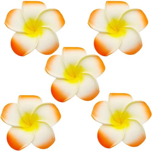 Miniatura 7 de 100 pétalos artificiales de plumeria rubra hawaiana de espuma de Frangipani de 3.2 pulgadas de diámetro, para decoración de bodas y fiestas (azul)