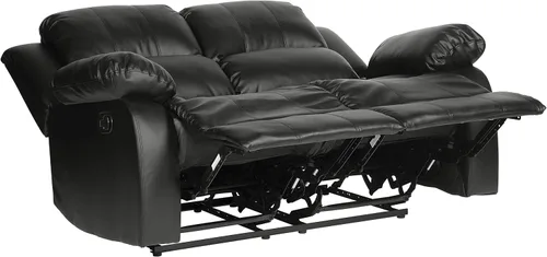 Miniatura 6 de Lexicon Baluze - Sofá reclinable doble de piel sintética suave, lengüeta de extracción manual, soporte de pared, espuma de alta densidad, marco