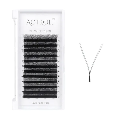 Miniatura 7 de Extensiones de pestañas 4D W, color negro, 0.003 in, rizo D, 0.315 in, volumen individual, YY, extensiones de pestañas en forma de W, fáciles
